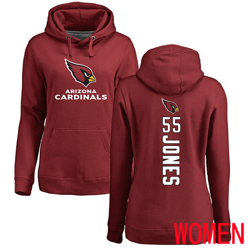Arizona Cardinals Maroon Women Chandler Jones Backer NFL Football #55 Pullover Hoodie Sweatshirts->women nfl jersey->Women Jersey
